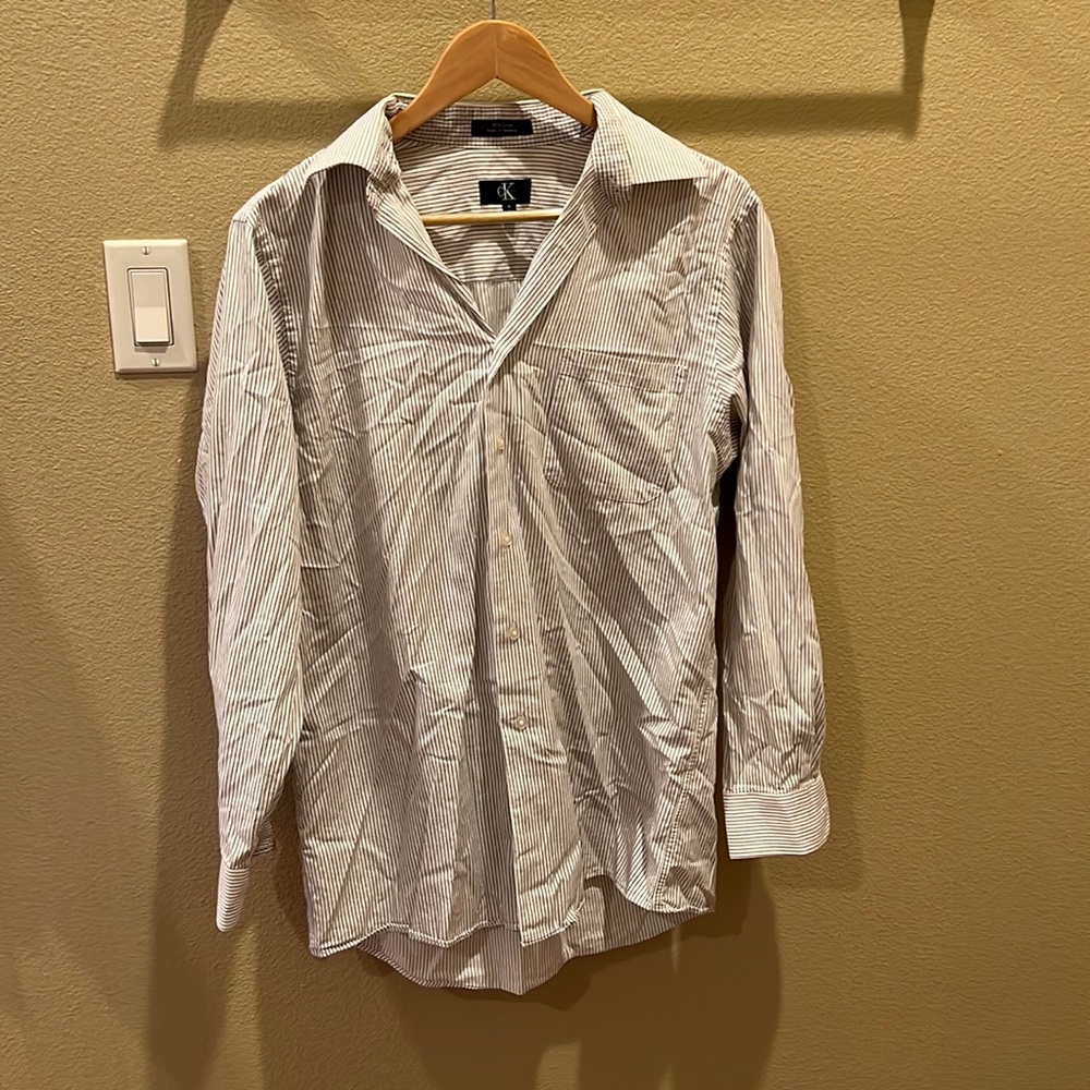 Calvin Klein black striped dress shirt
